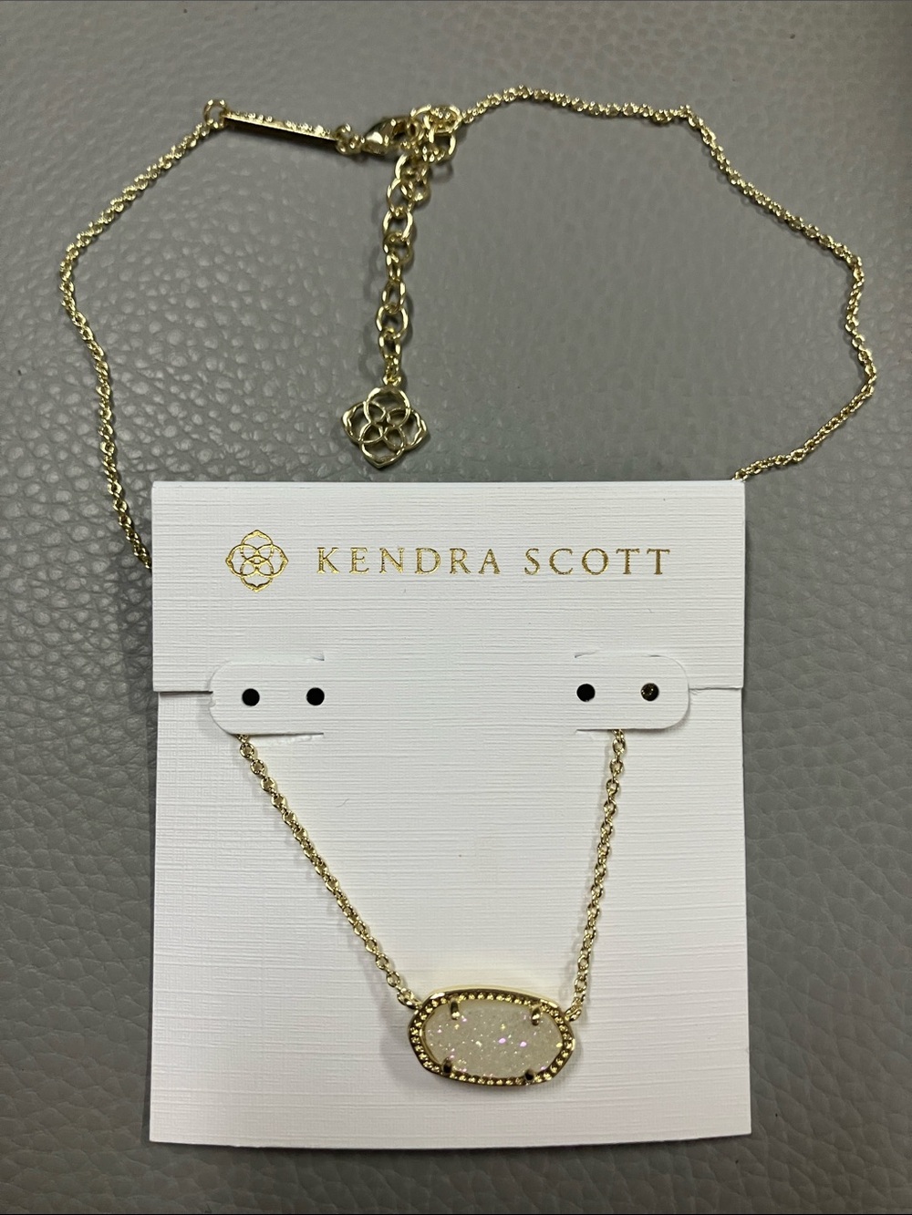 Kendra Scott Gold Druzy Pendant Necklace - Ivory Sparkle